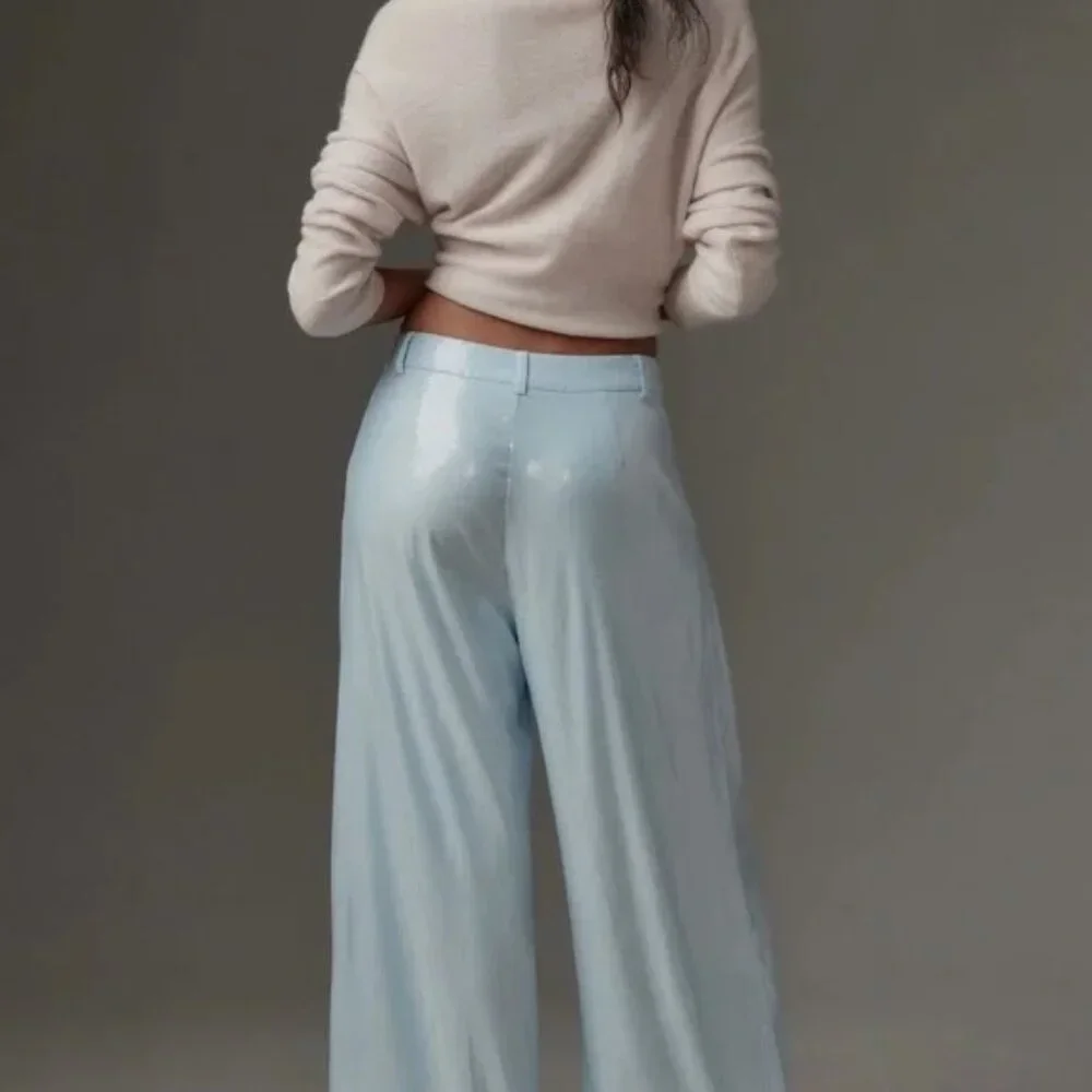 The Avery Pleated Wide-Leg Trousers by Maeve: Sequin Edition. NWT. MRSP $178 - Picture 2 of 9